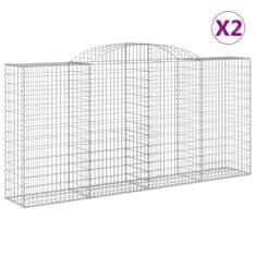 Greatstore Klenuté gabionové koše 2 ks 300x50x140/160cm pozinkované železo