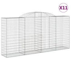 Greatstore Klenuté gabionové koše 11ks 300x50x140/160cm pozinkované železo