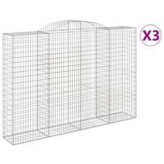 Vidaxl Klenuté gabionové koše 3 ks 300x50x200/220cm pozinkované železo