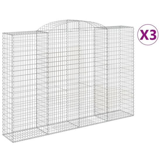 Vidaxl Klenuté gabionové koše 3 ks 300x50x200/220cm pozinkované železo