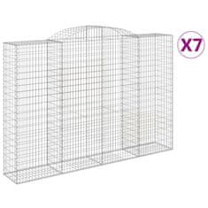 Vidaxl Klenuté gabionové koše 7 ks 300x50x200/220cm pozinkované železo