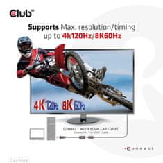 Club 3D Adaptér aktivní DisplayPort 1.4 na HDMI 4K 120Hz/8K 60Hz HDR (M/F), černá (CAC-1088) - zánovní