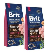 Brit Premium By Nature Junior Large Chicken 2x 15 kg granule pro mladé psy velkých plemen s kuřecím masem 30 kg
