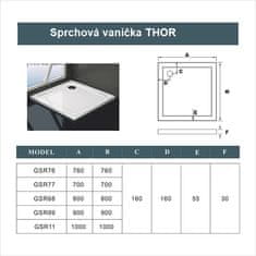 H K THOR Sprchová vanička z litého mramoru, čtverec, 100x100x3