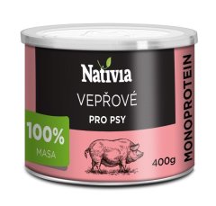 NATIVIA Konzerva - Vepřové maso pro psy 400g