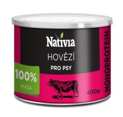 NATIVIA Konzerva - Hovězí maso pro psy 400g
