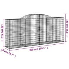 Petromila Klenuté gabionové koše 13ks 300x50x120/140cm pozinkované železo