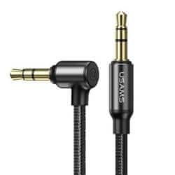 USAMS Pletený jack audio kabel 3,5 mm - 3,5 mm - 1,2 m - Černá KP26300