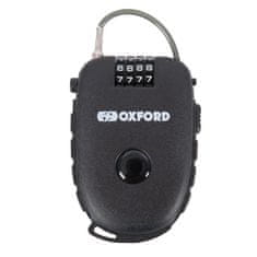 Oxford svinovací lankový zámek RETRACTABLE COMBINATION LOCK, OXFORD (délka 0,75 m, tl. 2,4 mm, černý) LK100