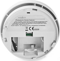 Nedis detektor kouře/ EN 14604/ hlasitost 85 dB/ 1x 9V/6F22/ výdrž snímače 5 let/ bílý