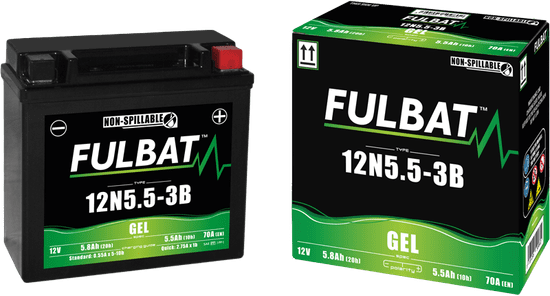 Fulbat baterie 12V, 12N5.5-3B GEL, 12V, 5.5Ah, 55A, bezúdržbová GEL technologie 135x60x130 FULBAT (aktivovaná ve výrobě) 550980