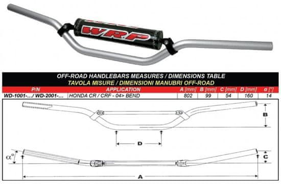 WRP Řídítka WRP PRO-ALU CR/CRF stříbrná 2001-016