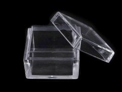 Kraftika 12ks transparent plastová dóza 2,5x2,5x1,5 cm čtverec