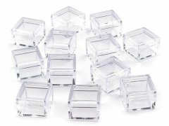 Kraftika 12ks transparent plastová dóza 2,5x2,5x1,5 cm čtverec