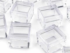 Kraftika 12ks transparent plastová dóza 2,5x2,5x1,5 cm čtverec