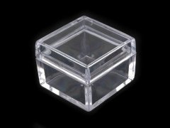 Kraftika 12ks transparent plastová dóza 2,5x2,5x1,5 cm čtverec