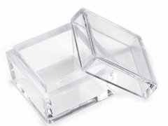 Kraftika 12ks transparent plastová dóza 2,5x2,5x1,5 cm čtverec