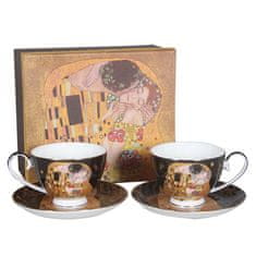 Home Elements  Porcelánový šálek s podšálkem 2 x 250 ml, Klimt Polibek tmavý