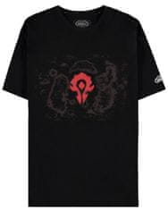 CurePink Pánské tričko s krátkým rukávem World Of Warcraft: Azeroth Horde (XL) černá bavlna