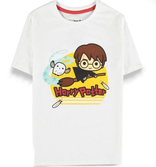 CurePink Dětské tričko Harry Potter: Chibi Harry (98-104 cm) bílá bavlna