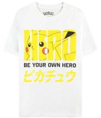 CurePink Pánské tričko Pokémon: Be Your Own Hero (XS) bílá bavlna
