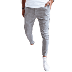Dstreet Pánské kalhoty volnočasové kostkované SUPER světle šedé ux4004 s30