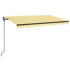 Greatstore Ručně zatahovací markýza s LED světlem 450 x 300 cm žlutobílá