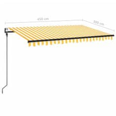 Vidaxl Automatická markýza LED a senzor větru 450 x 300 cm žlutá/bílá