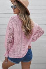 OMG! Dámský háčkovaný svetr s krajkou Terrell růžová XL