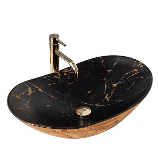 REA Umyvadlo na desku Royal In Black Marble Gold