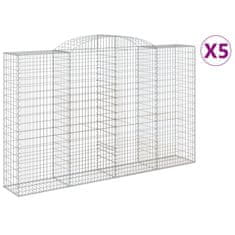 Vidaxl Klenuté gabionové koše 5 ks 300x50x180/200cm pozinkované železo