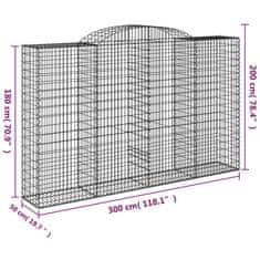 Vidaxl Klenuté gabionové koše 5 ks 300x50x180/200cm pozinkované železo