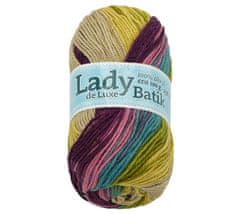 Příze LADY de Luxe BATIK - 100g / 238 m - béžová, růžová, fialová, zelená