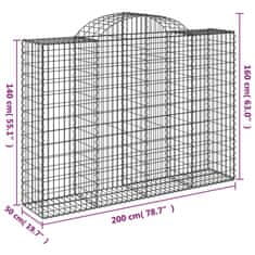 shumee Klenuté gabionové koše 13ks 200x50x140/160cm pozinkované železo