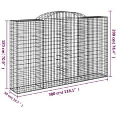 Vidaxl Klenuté gabionové koše 13ks 300x50x180/200cm pozinkované železo