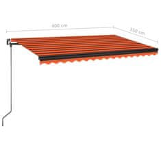 Vidaxl Ručně zatahovací markýza s LED světlem 400x350 cm oranžovohnědá