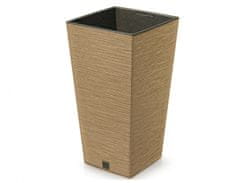 EDANTI Obal na květník FURU SQUARE ECO WOOD 2v1 plast 24x24x45cm