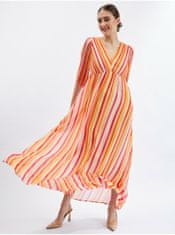 Orsay Růžovo-oranžové dámské pruhované maxi šaty 38