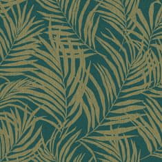 Zeleno-zlatá vliesová tapeta s listy palmy MN2014, Maison, 0,53 x 10,05 m