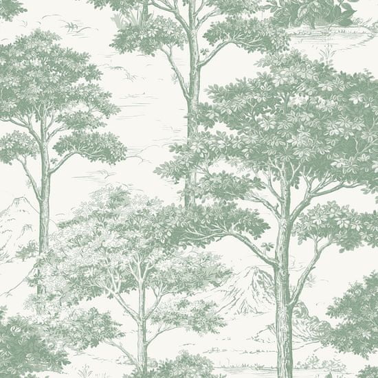 Zelená vliesová tapeta na zeď, les, stromy MN3009, Maison, 0,53 x 10,05 m