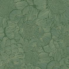 Zelená vliesová tapeta s květy A56403, 0,53 x 10,05 m