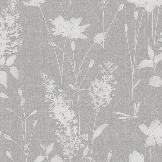Vliesová tapeta s bílošedými květy 113344, Laura Ashley, 0,52 x 10 m