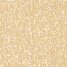 Vliesová grafická hnědo-béžová tapeta - tváře, obličeje M41212, Arty, 0,53 x 10,05 m