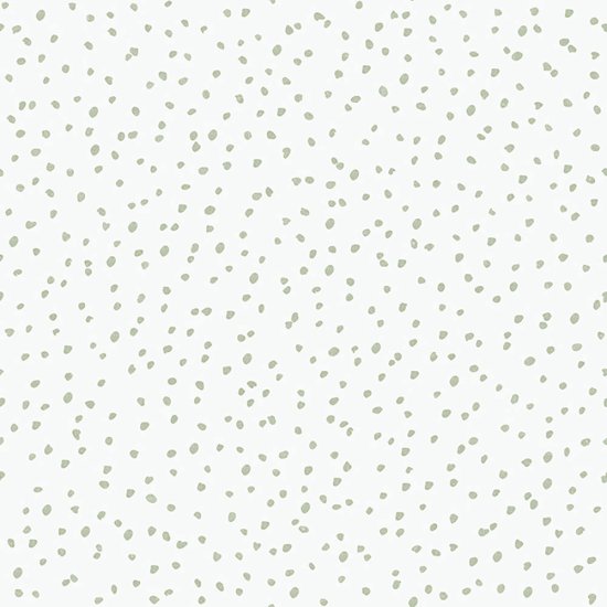 Vliesová dětská bílá tapeta se zelenými flíčky - L99304, My Kingdom, 0,53 x 10,05 m