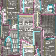 Speciální "svítící" vliesová tapeta na zeď Noční město GV24235, Good Vibes, 0,53 x 10,05 m