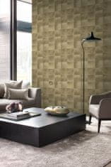 Hnědobéžová vliesová tapeta, čtvercový vzor imitace kožešiny 347324, Luxury Skins, 0,53 x 10,05 m