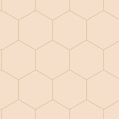 Béžová vliesová tapeta, geometrický vzor hexagony 139226, Art Deco, 0,53 x 10,05 m