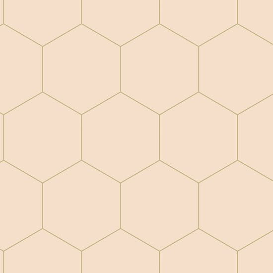 Béžová vliesová tapeta, geometrický vzor hexagony 139226, Art Deco, 0,53 x 10,05 m