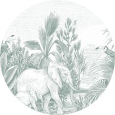 Samolepící kruhová obrazová tapeta Džungle, sloni 159076, průměr 70 cm, Forest Friends