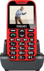 Evolveo EasyPhone XD, mobilní telefon pro seniory s nabíjecím stojánkem (červená barva)